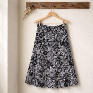 Notations XL Lined Floral Print Cotton Maxi Skirt